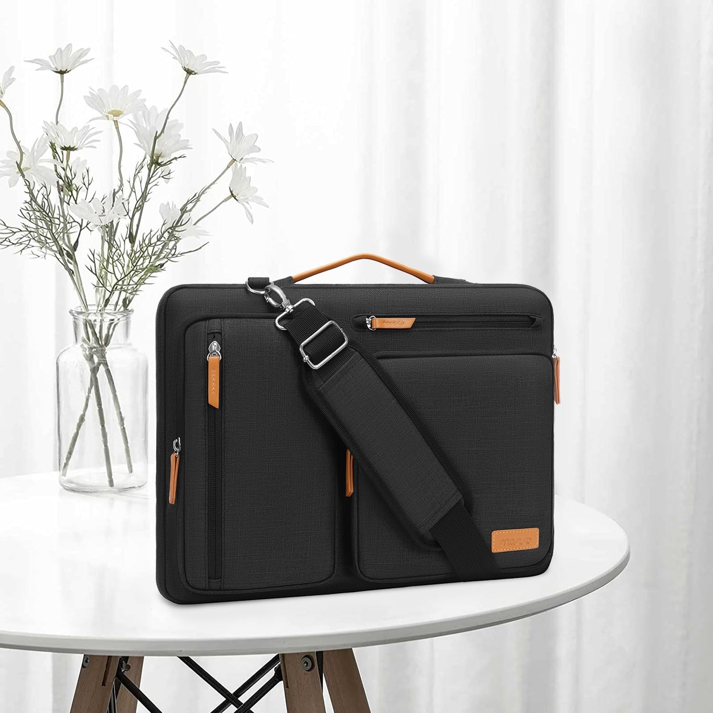 MOSISO 360 Protective Laptop Shoulder Bag,17-17.3 inch Computer Bag Compatible with MacBook, HP, Dell, Lenovo, Asus Notebook,Side Open Messenger Bag with 4 Zipper Pockets&Handle, Black