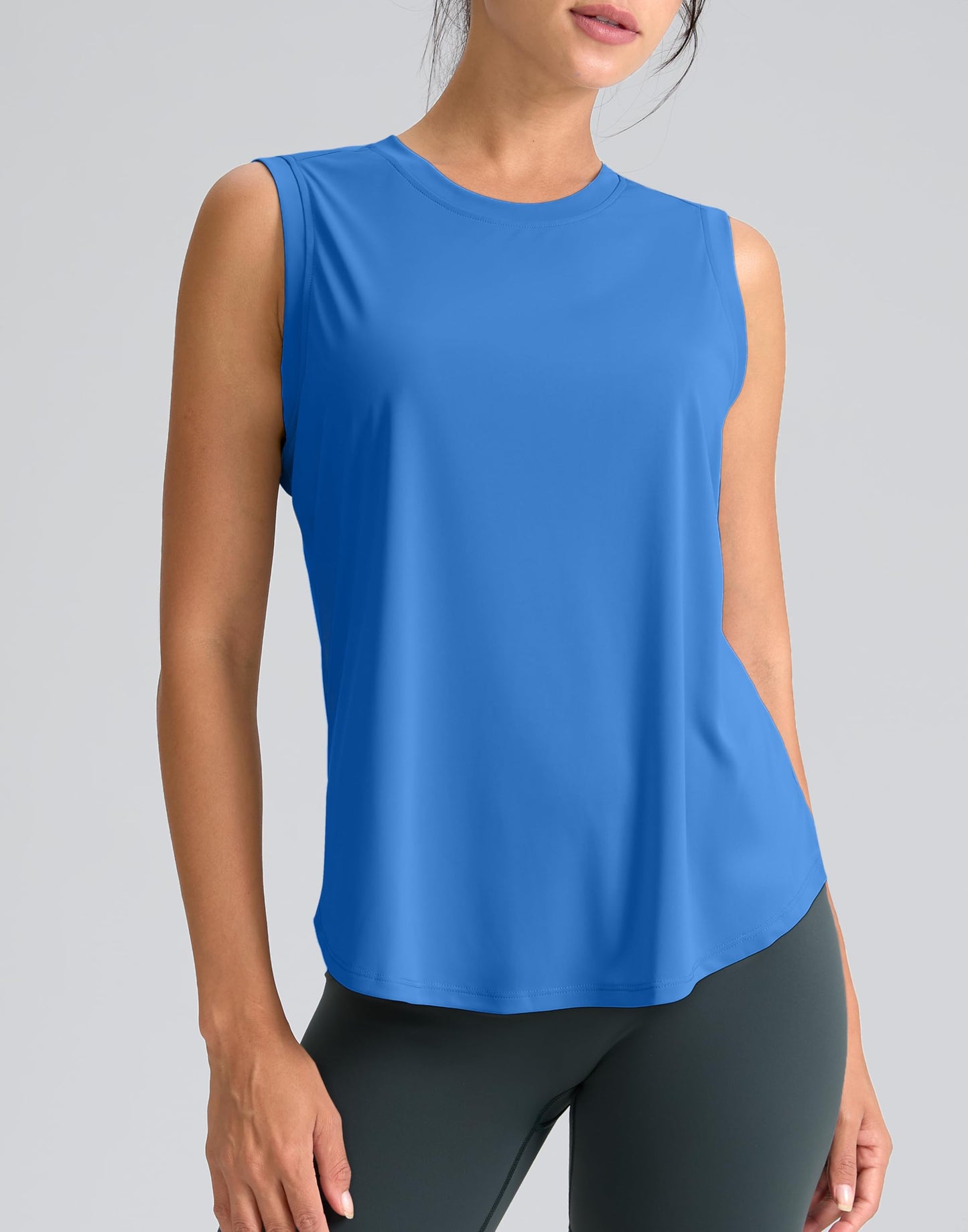 SANTINY Women's Sleeveless Workout Tops Breathable Lightweight Active Tennis Yoga Shirts Athletic Running Tank Tops for Women (Royal Blue_L)