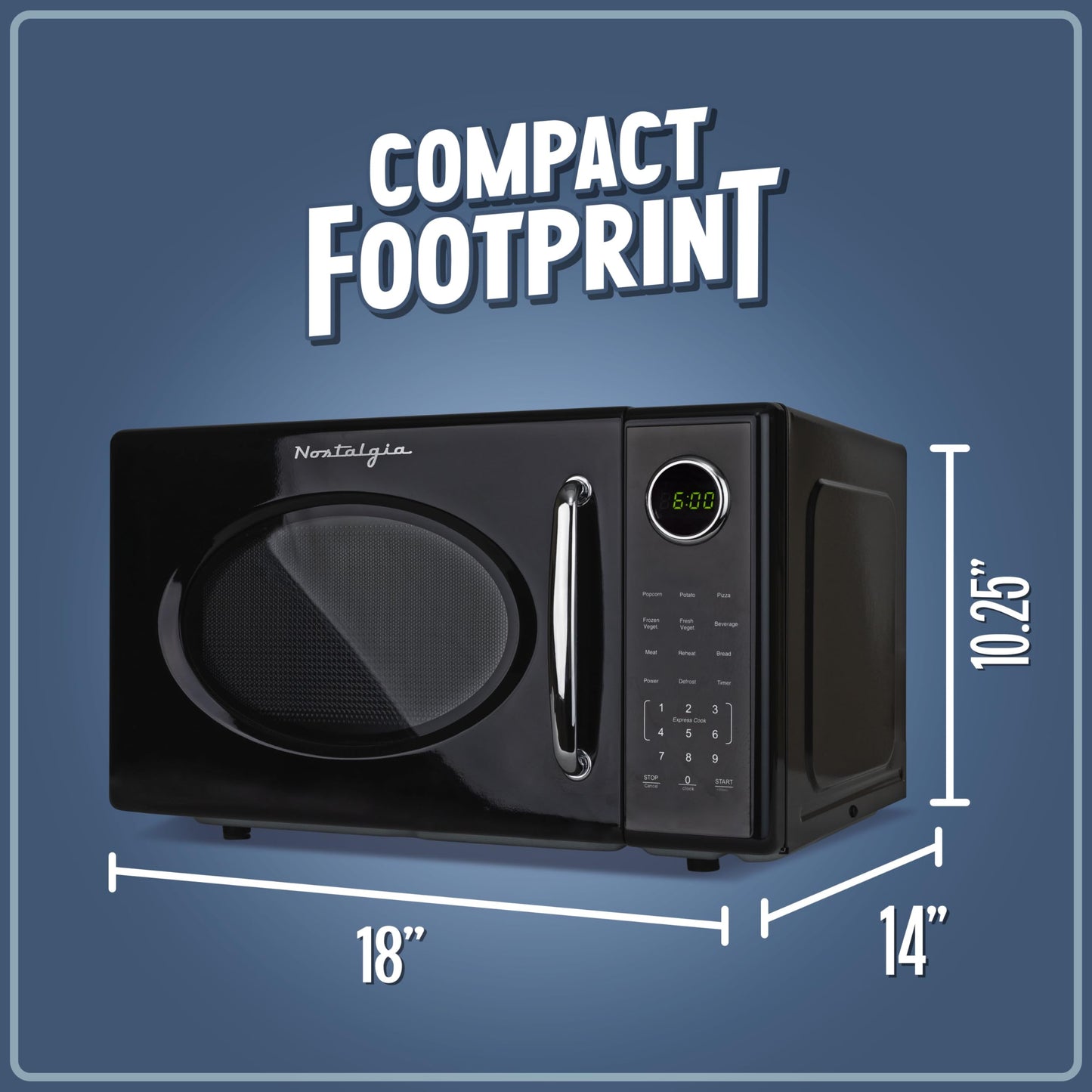Nostalgia Retro Microwave Oven - 0.7 Cu Ft, 700-Watt Countertop Size with Glass Turntable, Child Safety Lock, 8 Auto-Cook Programs, Digital Clock - Aqua