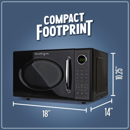 Nostalgia Retro Microwave Oven - 0.7 Cu Ft, 700-Watt Countertop Size with Glass Turntable, Child Safety Lock, 8 Auto-Cook Programs, Digital Clock - Aqua