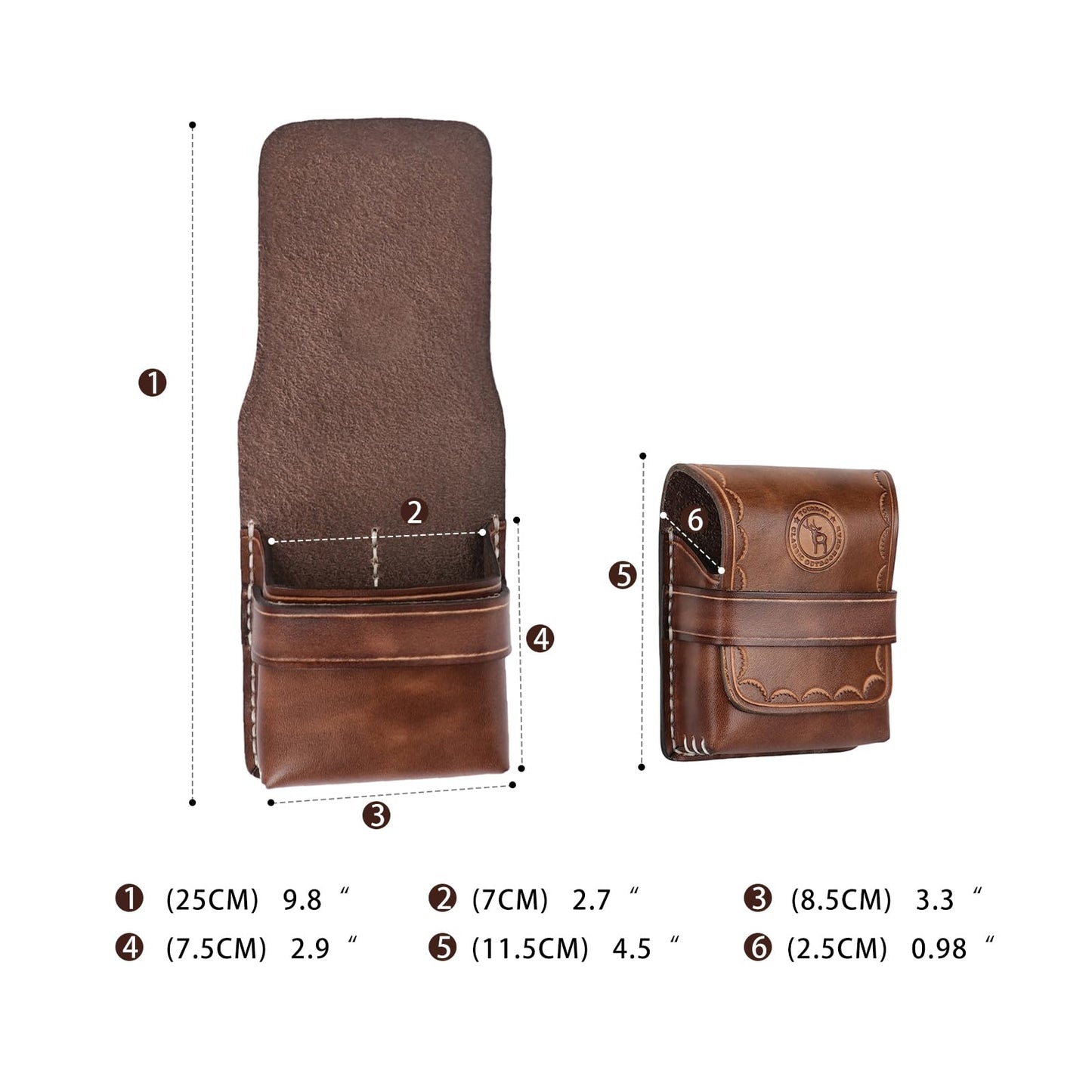 Tourbon Leather Cigarette Box Case Pouch Lighter Holder Playing Cards Secure Storage with 1.7" Belt Loop Travel Accessory