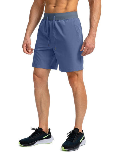 Soothfeel Men's Running Shorts with Zipper Pockets 7 Inch Lightweight Quick Dry Gym Athletic Workout Shorts for Men (Blue, XXL)
