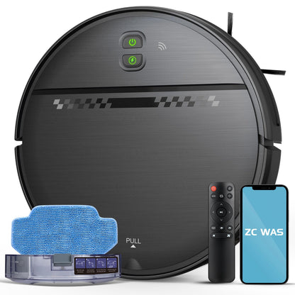 Robot Vacuum and Mop Combo, 2-in-1 Robot Vacuum Cleaner, Perfect for Pet Hair, Hard Floor and Carpet, Anti-Bump, Anti-Fall, App, Voice and Remote Control