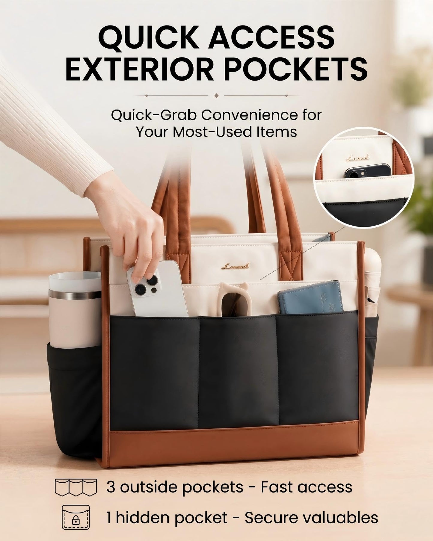 LOVEVOK Tote Bag for Women, Lightweight Puffer Work Handbag, 15.6 Inch Laptop Computer Purse for Nurse Teacher, 25L Quilted Travel Tote Shoulder Bag with Zipper for College Office Clinical Gym