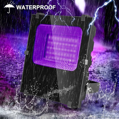 600W Black Lights Outdoor, Commercial Black Light Flood Lights High Power 395nm UV Blacklight Floodlight Plug in Large BlackLights Waterproof IP66 for Glow Party Large Space Halloween (2 Pack)