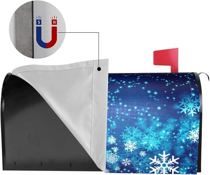 DADABULIU Mailbox Covers Christmas Snowflake Blue Xmas Winter Magnetic Letter Post Box Cover Standard Size 25.5 x 21 Inch Garden Yard Home Decorative
