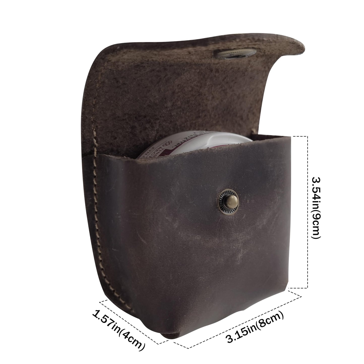 Cowhide Leather Zyn Holder- Vintage Handmade Brown Thick Grain Leather Dip Can Holster-Snuff Holder Compatible with ZYN, Copenhagen, Skoal, Kodiak, etc-Belt Accessories for Men