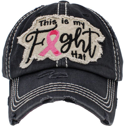 KBETHOS KBV-1182 BLK Pink Ribbon Breast Cancer Awareness Fight Hope Vintage Baseball Cap Hat Women Cotton Adjustable