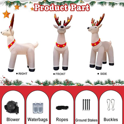 14.3FT Giant Christmas Inflatable Reindeer, Christmas Blow Up Reindeer Xmas Elk Inflatable Built-in Bright LEDs for Christmas Inflatables Outdoor Decoration Xmas Eve Party Yard Lawn Decor