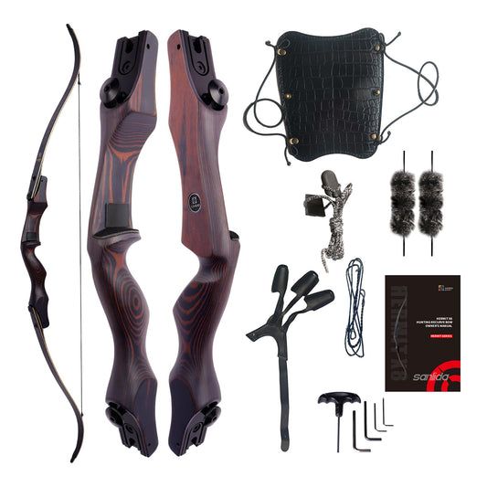 New Sanlida Hermit X8 Standard ILF Takedown Hunting Recurve Bow for Adults and Hunters, 62 Inch Wooden Recurve Bows Package for Outdoor, Hunting and Practice 25-60Lbs RH Only (30Lbs)