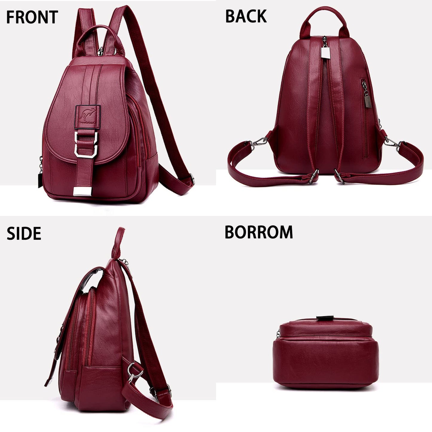 DevilAngel Soft Genuine Leather Backpack for Women,Large Capacity Satchel Shoulder Handbags for Shopping Trip