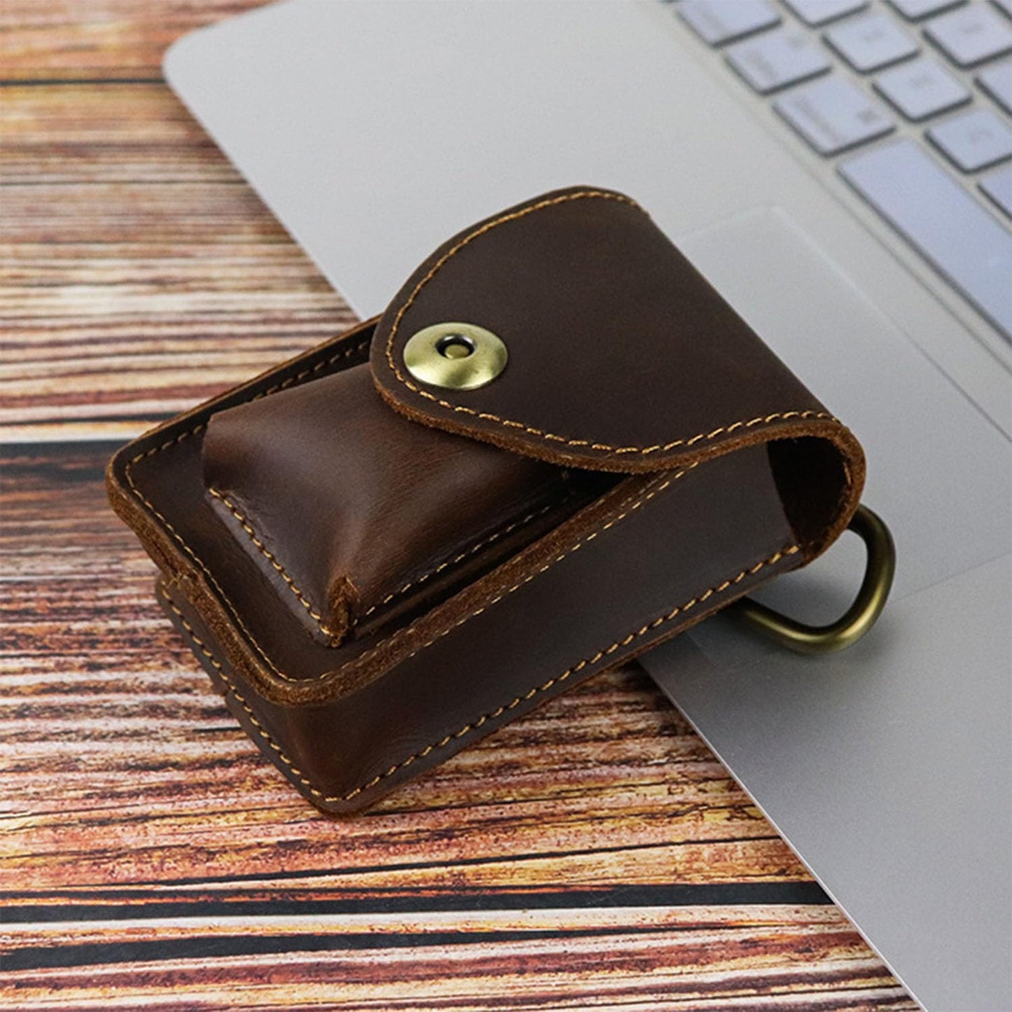 WJXFHTD Leather Cigarette Case, Metal Clasp Cigarette Case Leather Cigarette Case for Women Cigarette Case That Can Hold a Lighter (Coffee)