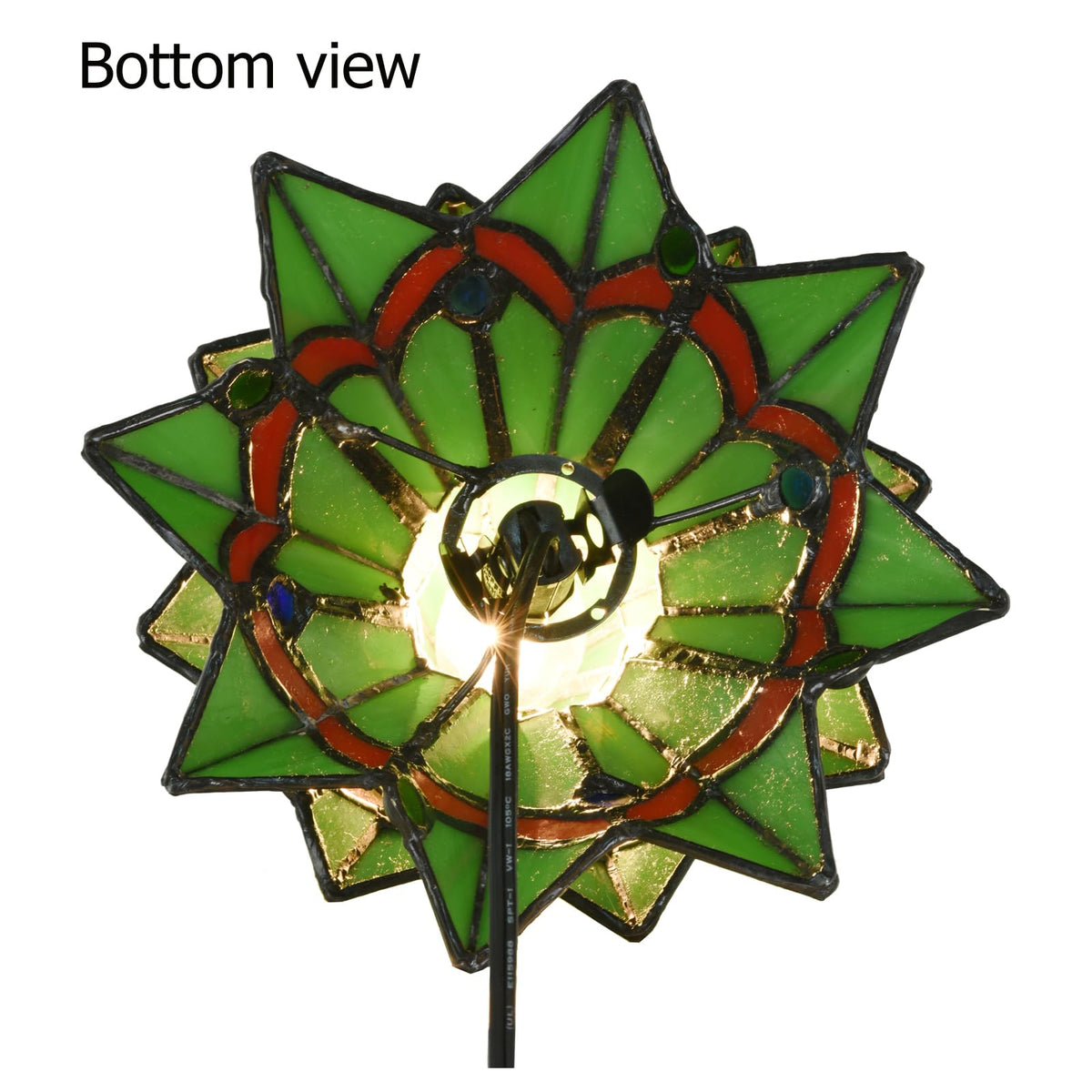 HomeBeauty A0001 Tiffany Style Stained Glass Accent Table lamp for Home Decor,Christmas Table Decorations Lighted Xmas Tree for Living Room Tabletop Party, W 7.5" x H 8.5", Bulb Included