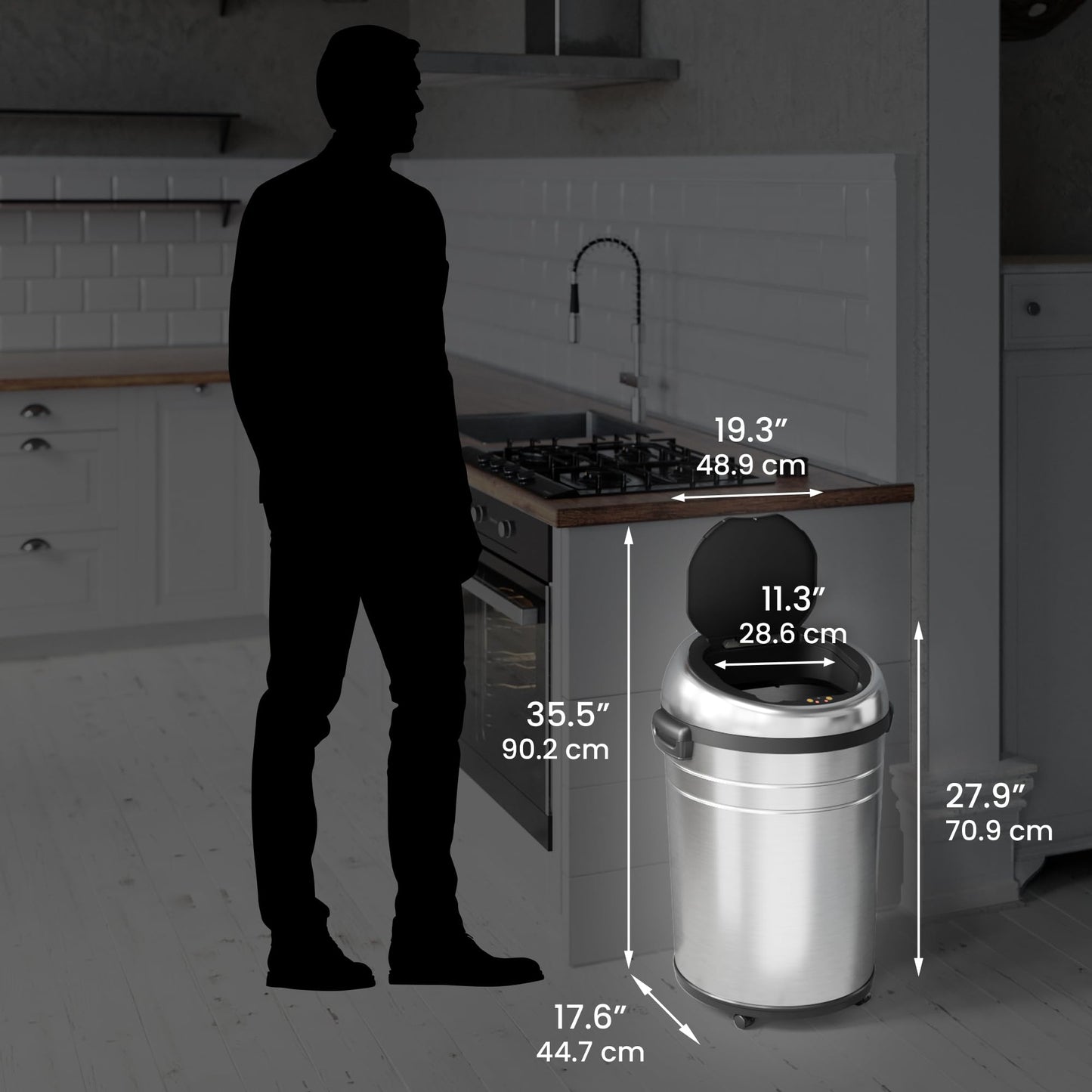 iTouchless 18 Gallon Large Commercial Size Stainless Steel Automatic Sensor Touchless Trash Can