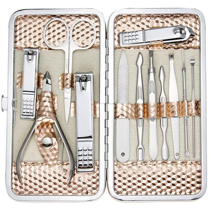 ZIZZON Manicure, Pedicure Kit, Nail Clippers Set of 12Pcs, Professional Grooming Kit, Nail Tools with Luxurious Travel Case Black
