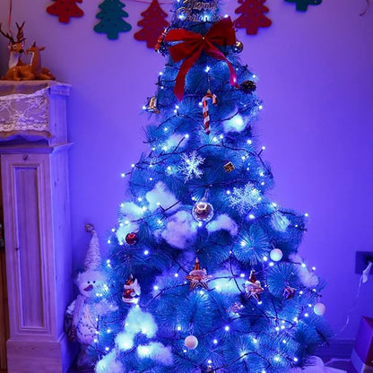 Pooqla Christmas Blue String Lights, 200 LED 66 ft Indoor and Outdoor Lights, 8 Modes Holiday Fairy Light for Home Yard Patio Wedding Party, Halloween Decoration, Blue
