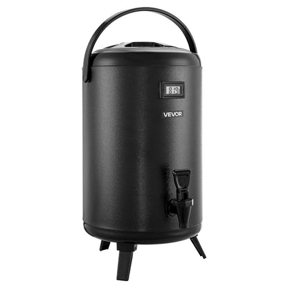 VEVOR Insulated Beverage Dispenser, 3.2 Gal/12L Stainless Steel Thermal Drink Server with Spigot & Temp Display, Suitable for Hot and Cold Drinks, for Tea Coffee Water in Cafes & Restaurants, Black