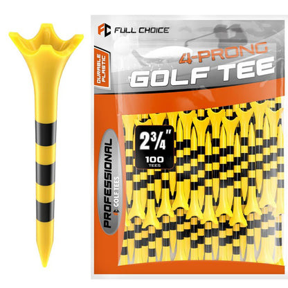 Full Choice Plastic Golf Tees 100 Pack 2-3/4", Enhanced Durability & Stability, Engineered to Minimize Friction and Side Spin