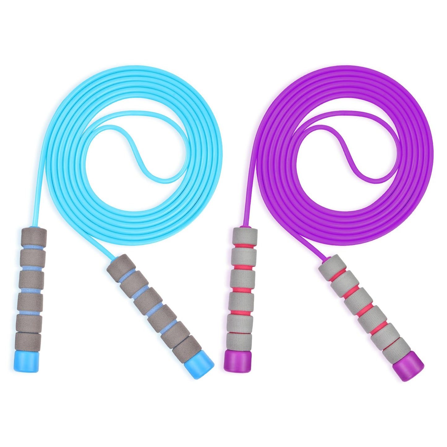 Flintronic Skipping Ropes for Kids, 2 Pack Adjustable Jumping Rope for Kids, 2.6m Skipping Rope with Skin-Friendly Foam Handles, Soft Jump Rope for Exercise Workout Outdoor