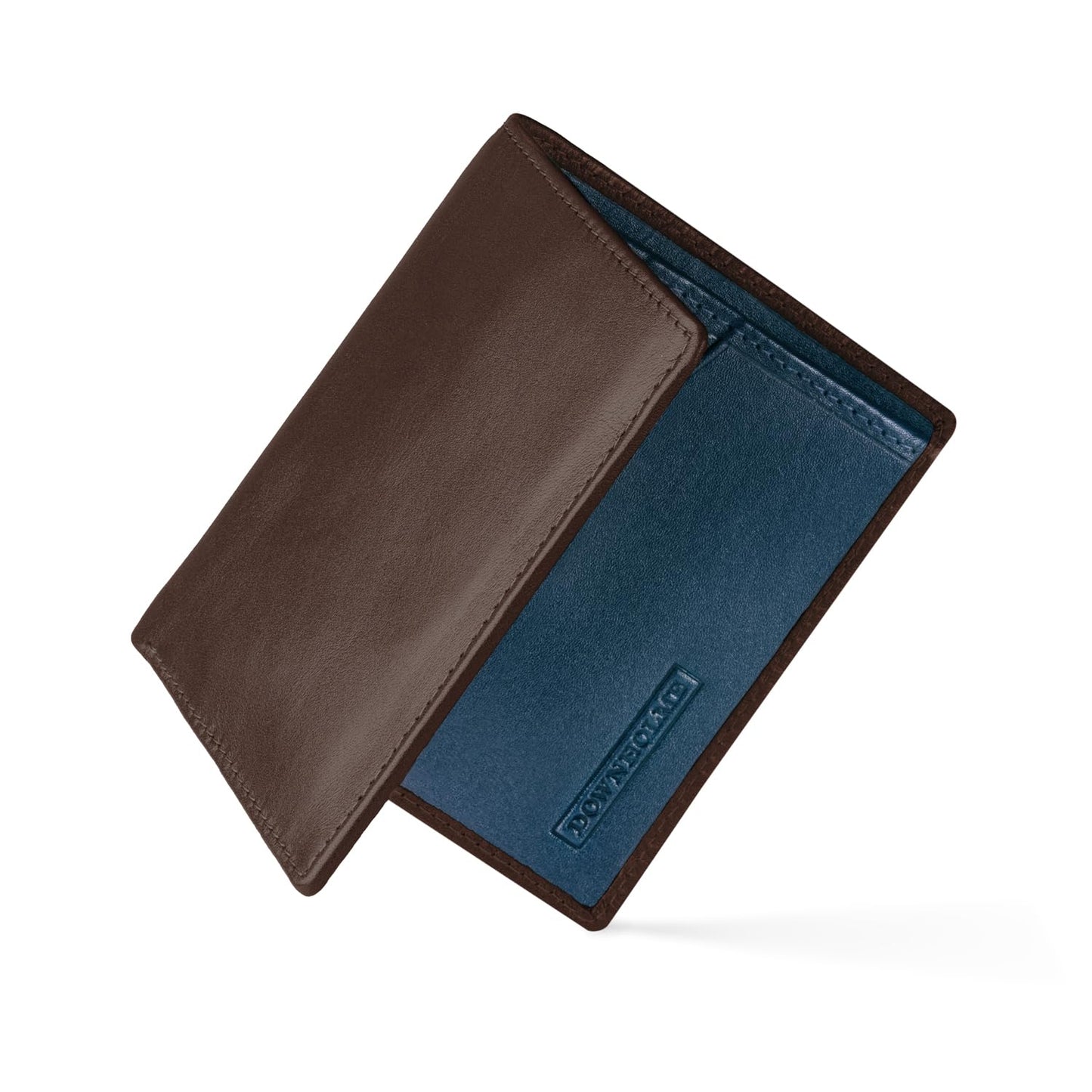 Downholme Men's Bifold Slim Silhouette Leather Wallet (Chestnut Brown)