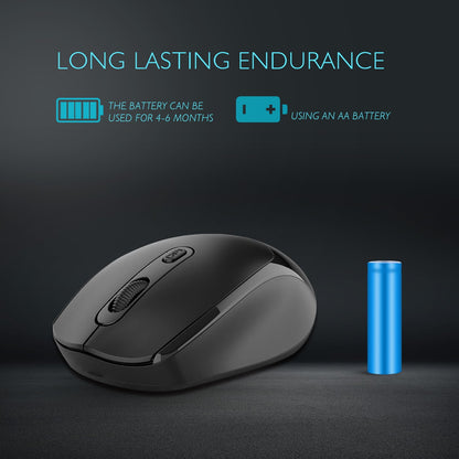 ONE-UP Wireless Mouse, 2.4G, Silent, USB Nano Receiver, for Laptop, Chromebook, PC, Mac, Windows and School Work (Black)