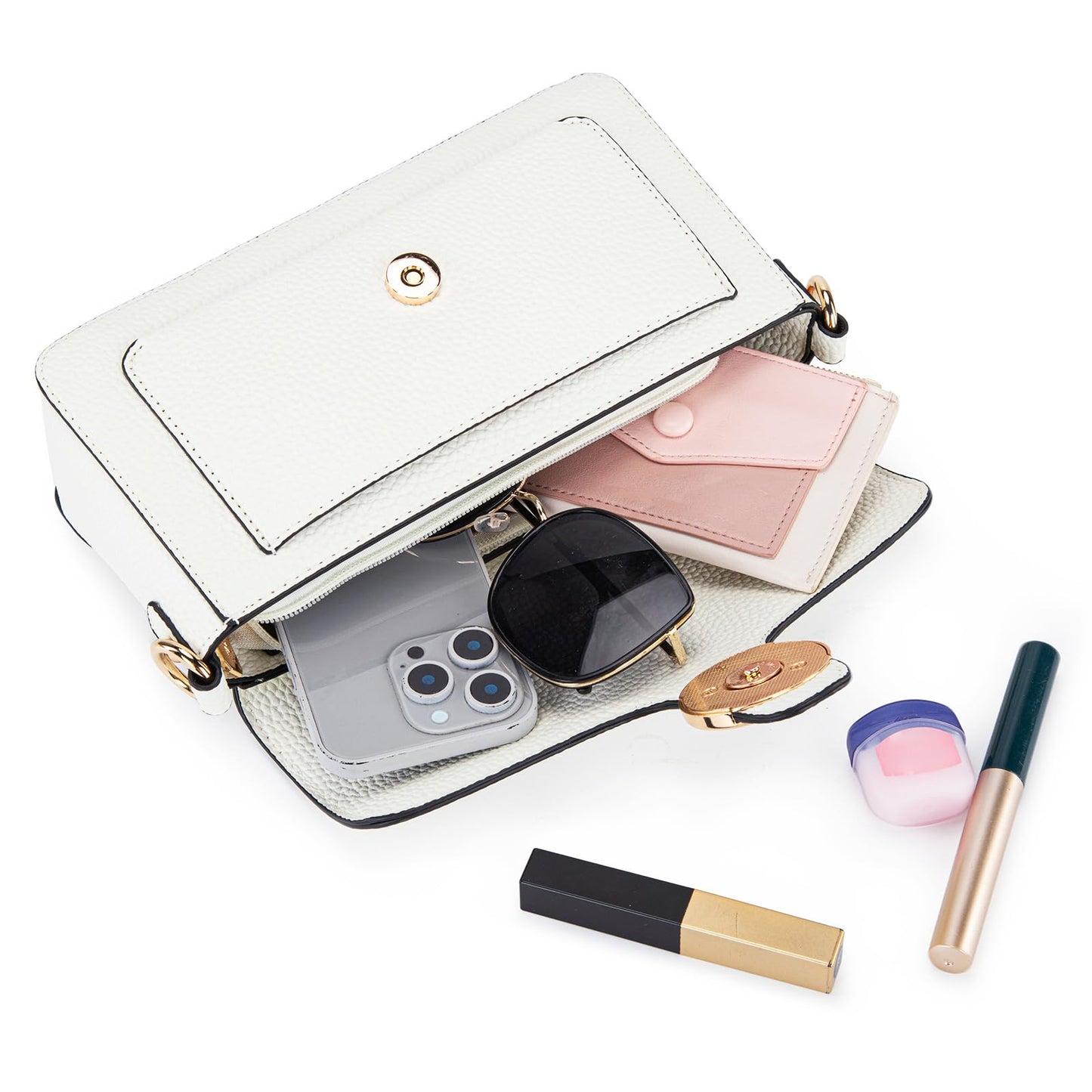 Milan Chiva Crossbody Bags for Women - Small Cross Body Purse Shoulder Bag, Cute Purse Handbags for Daily Commute Travel MC-619WT