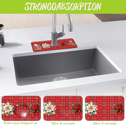 Chrismas Sink Splash Guard Faucet Mat Christmas Absorbent Fast Drying Mat Sink