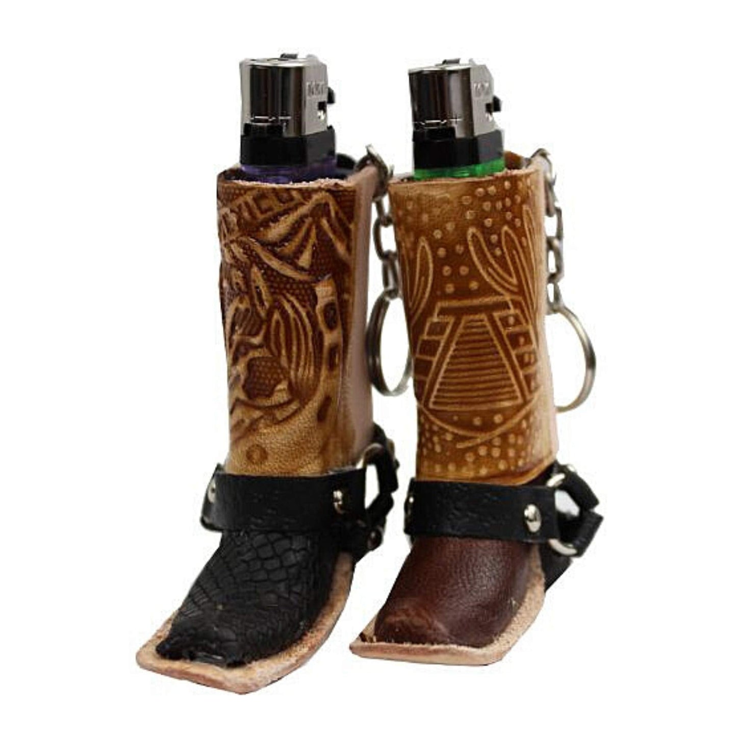 Needzo Leather Cowboy Boot Western Keychain and Lighter Holder, Color May Vary, 3 Inches