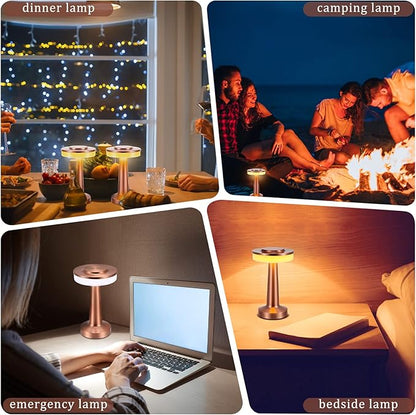 VIHOSE 8 Pcs 8 Pcs Cordless Table Lamps LED Portable Rechargeable Table Lamp with Touch Sensor 3 Color Dimming up to 15 Hours Battery Desk Light for Restaurant Nursery Living Room (Rose Gold)