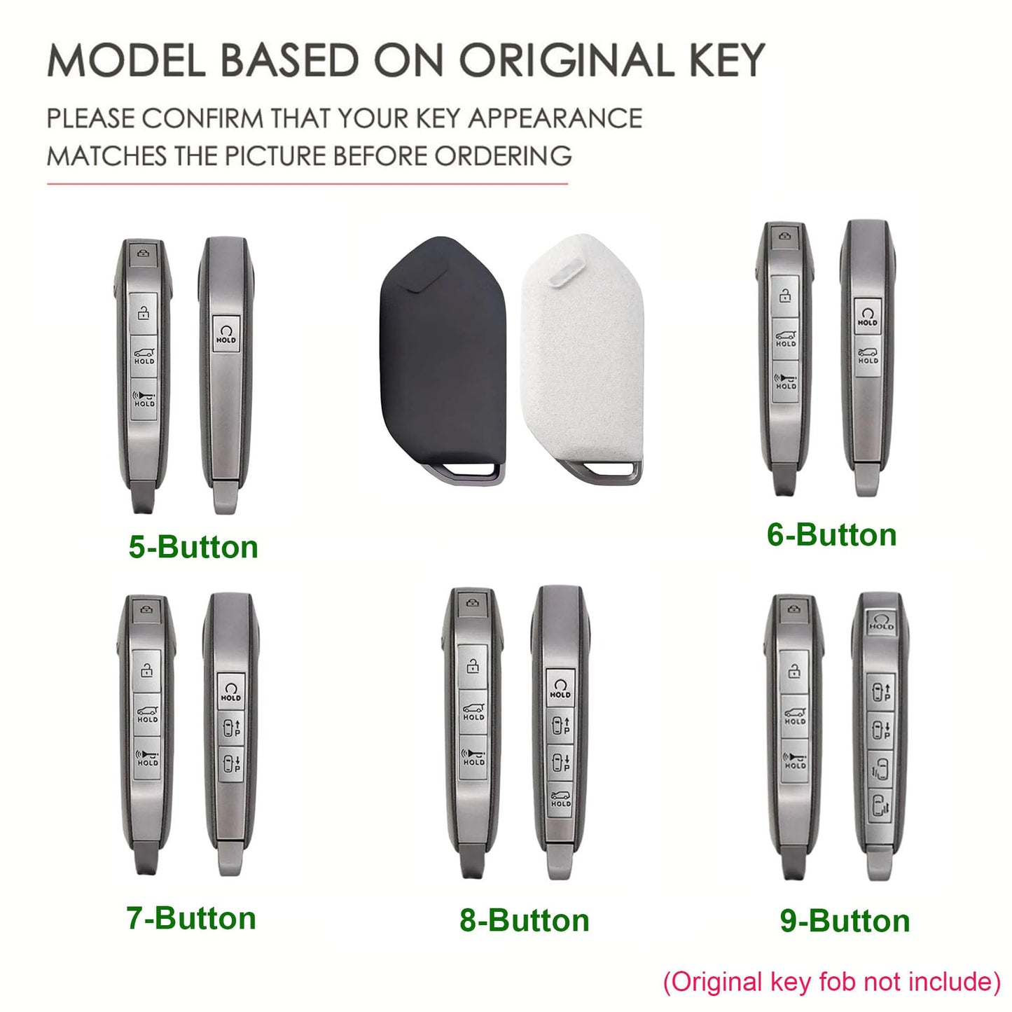 Hontumax Premium Leather 5-Button Key Fob Cover Case for KIA Telluride 2023-2025, Sorento 2024-2025, EV9 2024-2025, K4 2025, K5 2025, Carnival 2025-2026 Key Fob Holder (Blue)