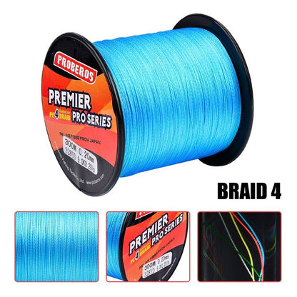 BAIKALBASS Superpower Braided Fishing Line 4 Strands Strong Multifilament PE Braid Wire for Saltwater 328Yard/300M 8LB Blue