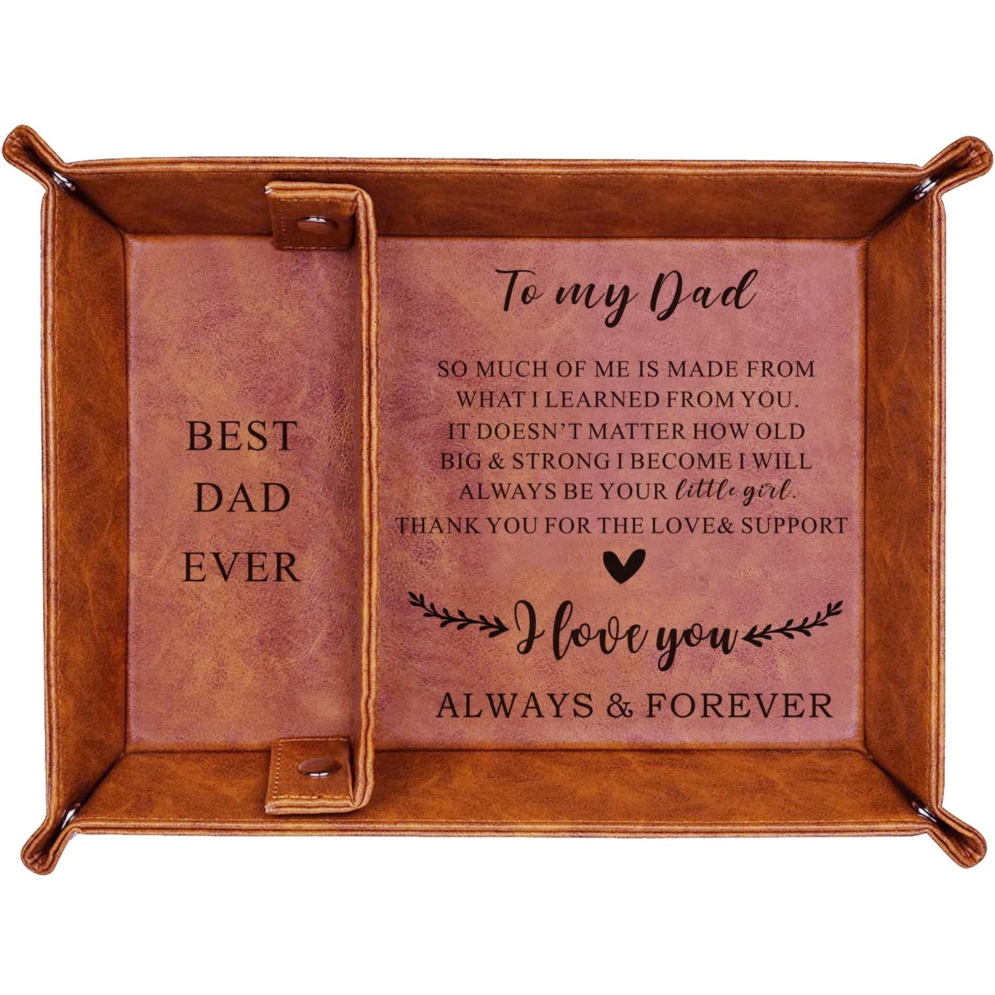 JUOOE Dad Gifts Tray from Daughter Son Unique Fathers Day Gift Ideas PU Leather (Brown)
