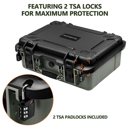 Turokacase Pistol Gun Case for Multiple Handguns – TSA Approved Travel Pistol Case with 2 TSA Locks, Pre-cut Heavy Duty Waterproof Hard Shell Gun Case with Silica Gel Canister