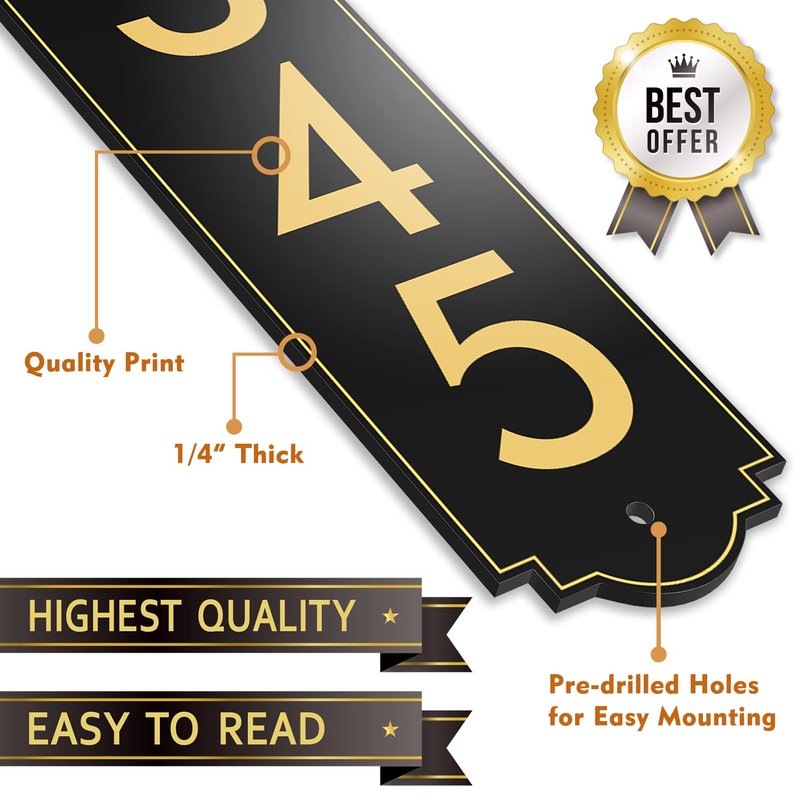 House Number, Address Plaque Outside Sign - Mailbox Numbers (18" x 3.5") Customized Sign for House, Store, Office, Outside, 911 Visibility Signage, Any Font (Vertical)