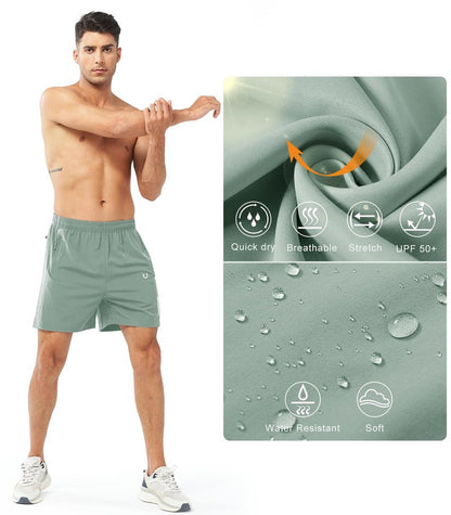 NORTHYARD Men's Athletic Running Shorts Gym Workout 7"/9"/5" Quick Dry Lightweight Sports Basketball Tennis 3 Zipper Pockets LODENFROST-5inch S