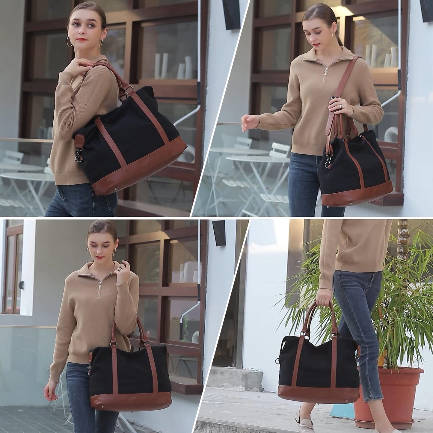 CAMTOP Women Ladies Weekender Travel Bag Canvas Overnight Carry-on Duffel Tote Luggage