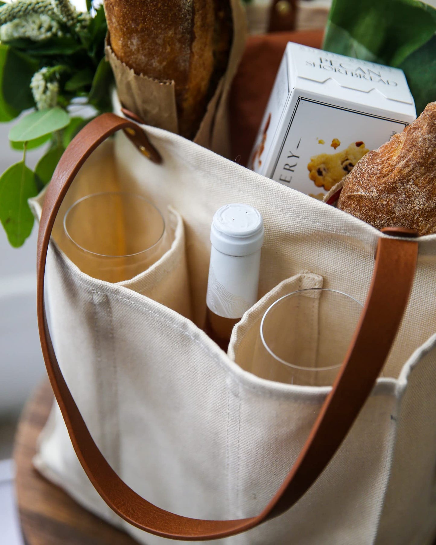CapaBunga Farmer's Market Tote Shopping Bags with Handles - 7 Pocket Large Utility Tote Bag - Heavy Duty Canvas Utility Bag with Vegan Leather Base - Reusable Tote Bag - Natural Grocery Bag