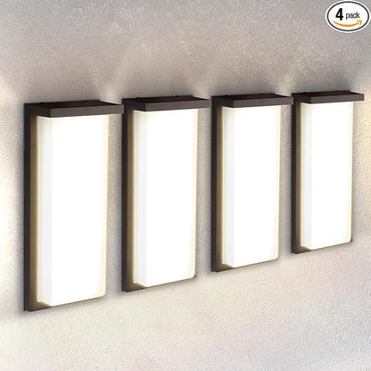 ASD LED 14" Outdoor Wall Light, Front Door House Sconce | 3CCT, Dimmable, Waterproof, ETL Listed | 20W 1900LM 3000-5000K 120V | Exterior Patio Lighting Fixture, Porch Lamp | Dark Bronze, 4 Pack