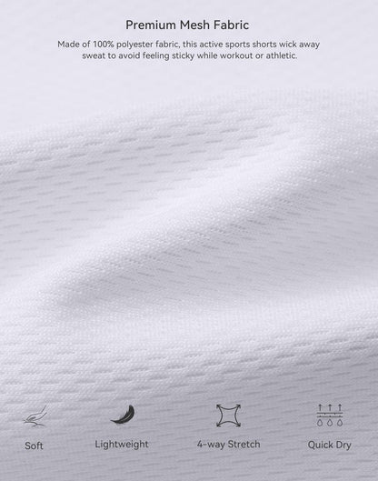 G Gradual Men's Athletic Shorts with Pockets 9" / 11" Long Basketball Shorts Lightweight Quick Dry Gym Workout Shorts for Men(White,XXL)