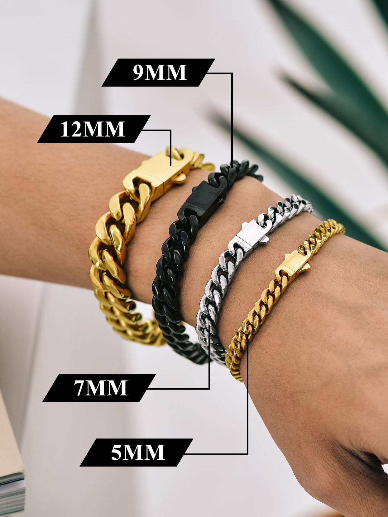Richsteel Chunky Miami Cuban Link Chain Bracelet Hip Hop Stainless Steel Jewelry