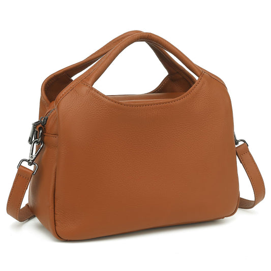 KOGTLA Genuine Leather Purses for Women with Detachable Satchel Strap, Ladies Handbags, Tote Hobo Bags Brown