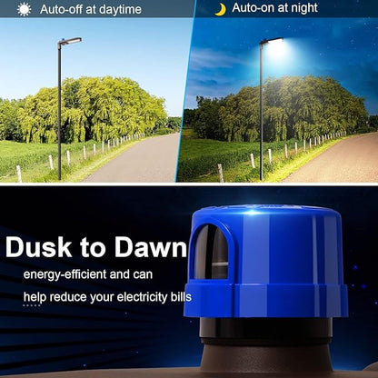 ledmo 300W LED Parking Lot Light Slip Fitter Mount 36000LM 5000K Outdoor Commercial Area Lighting with Dusk to Dawn Photocell, Easy Installation IP65 Waterproof Shoebox Light for Street, Yard
