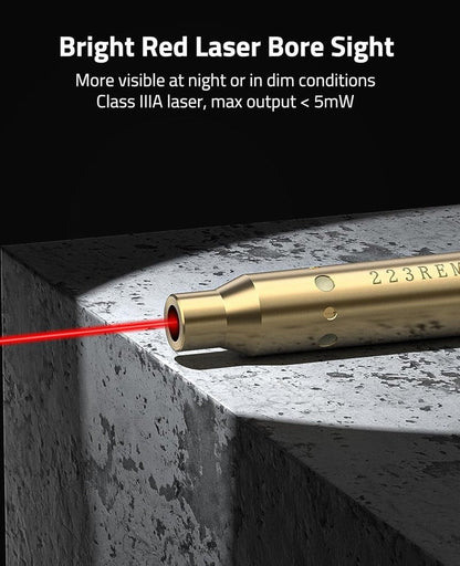 Laser Bore Sight for 5.56/.223 - Red Laser with On/Off Switch & 2 Battery Sets | 350 LGND (9x43mm) & 450 Bush