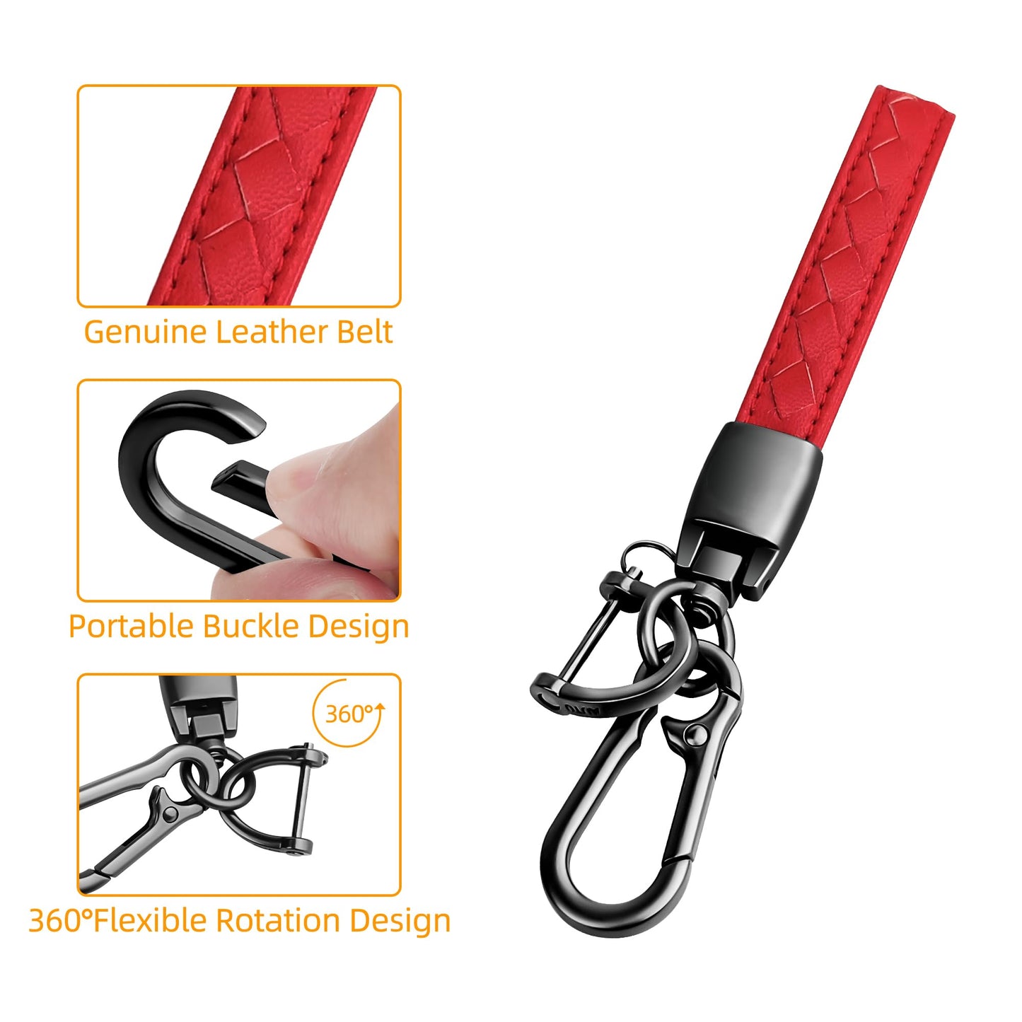 Sindeda for Toyota Key Fob Cover with Metal Keychain & Leather Strap for 2025-2026 Camry 4 Runner 2019-2026 Venza, Land Cruiser,2023-2026 Tacoma Grand Highlander,Corolla,bZ4X,4-5 Buttons(Red)