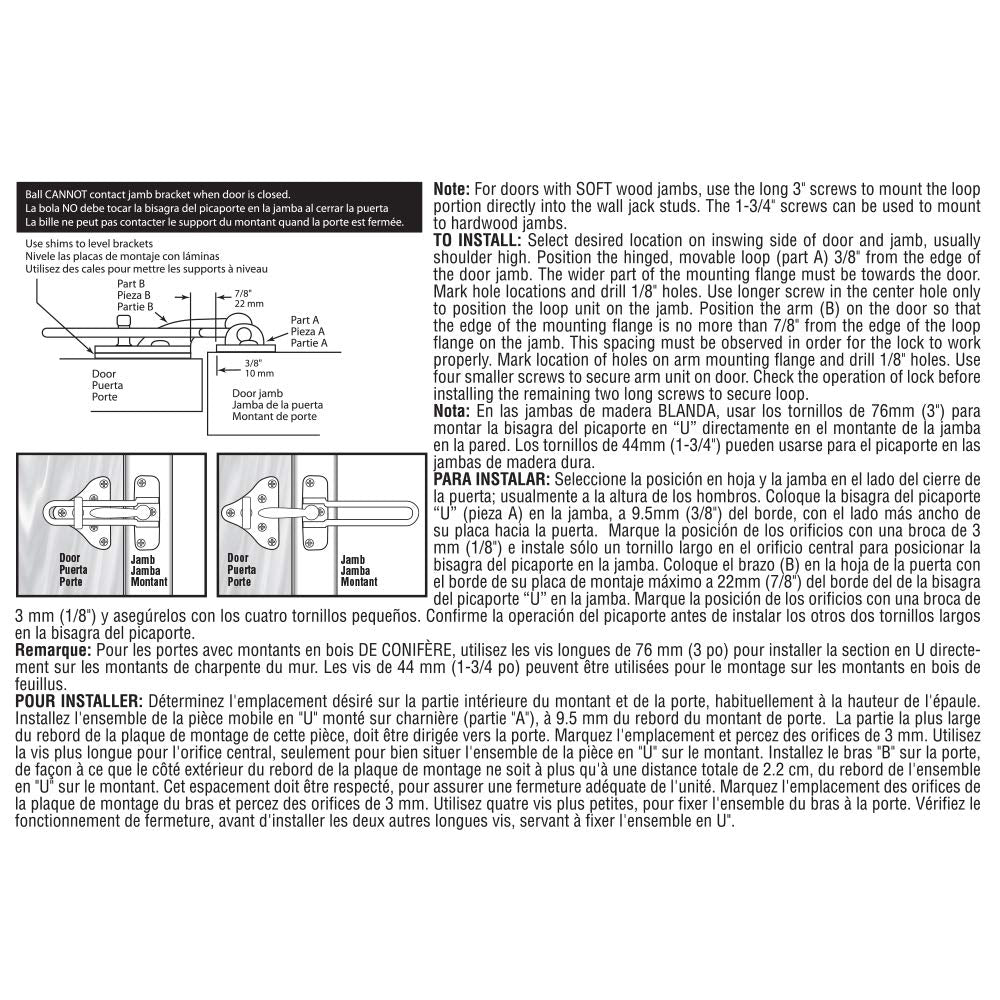 Prime-Line U 11316 Swing Bar Door Guard with High Security Auxiliary Lock, Satin Nickel Finish (Single Pack)