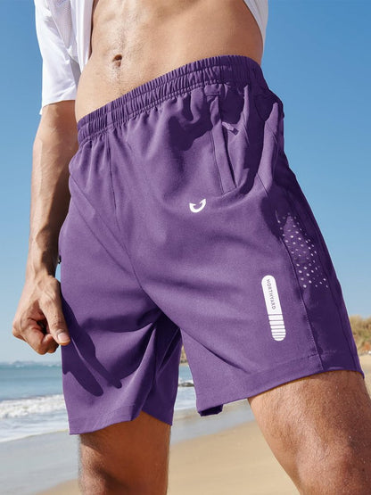 NORTHYARD Men's Athletic Running Shorts Gym Workout 7"/9"/5" Quick Dry Lightweight Sports Basketball Tennis 3 Zipper Pockets Purple 3XL
