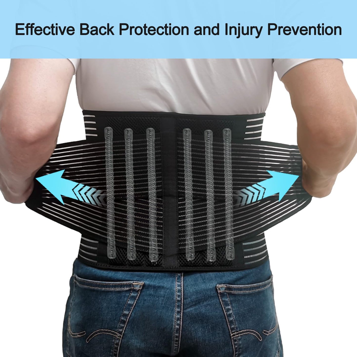 TESETON Back Brace for Men and Women, Back Support Belt Relief Lower Back Pain Herniated Disc, Sciatica, Scoliosis, Breathable Mesh, Lumbar Support Belt with 8 reinforced Bones 02 Black-M