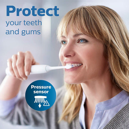 Philips Sonicare ProtectiveClean 5100 Electric Rechargeable Toothbrush with Genuine Philips Sonicare Optimal Gum Health Replacement Toothbrush Heads,White 3-pk