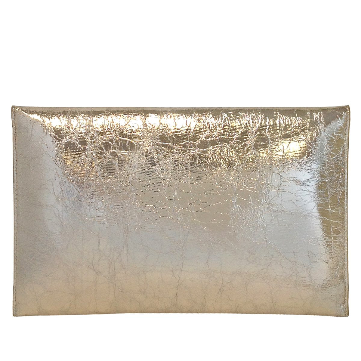 JNB Crushed Metallic Envelope Clutch – Slide & Tuck Closure,Evening Party Bag for Women, Gold
