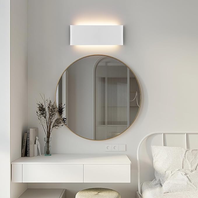 Mille Luckiole 15Inch Bathroom Vanity Mirror Light,Dimmable 3000K-6500K 5 Color Selectable Hallway LED Wall Light,Modern LED Sconce Wall for Stairwell,Bedroom,20W White 4Pack Up and Down Led Wall Lamp